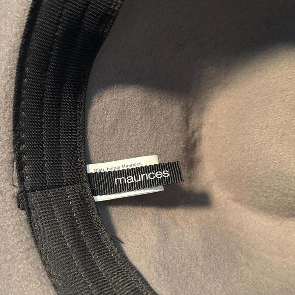 Vintage grey‎ wide-brim hat with braided brown cord detail